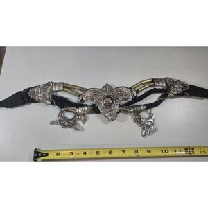 Slvr Tone Western Themed Korean Metallic Nylon Rope Western